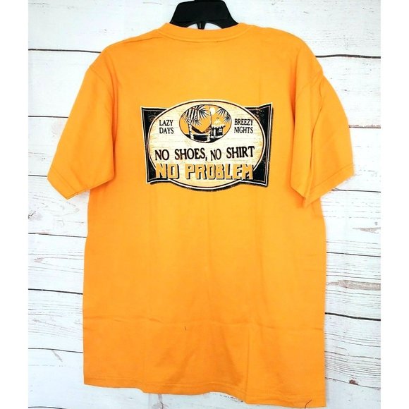 Lazy Days Breezy Nights No Shoes No Shirt No Problem Outer Banks N.C T Shirt - Picture 2 of 9